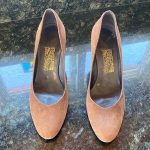 Brown suede Ferragamo heels